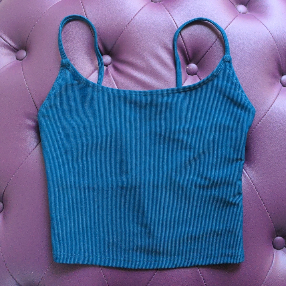 Onzie Belle Cami Crop Top in Empathy Rib (Deep ocean blue)